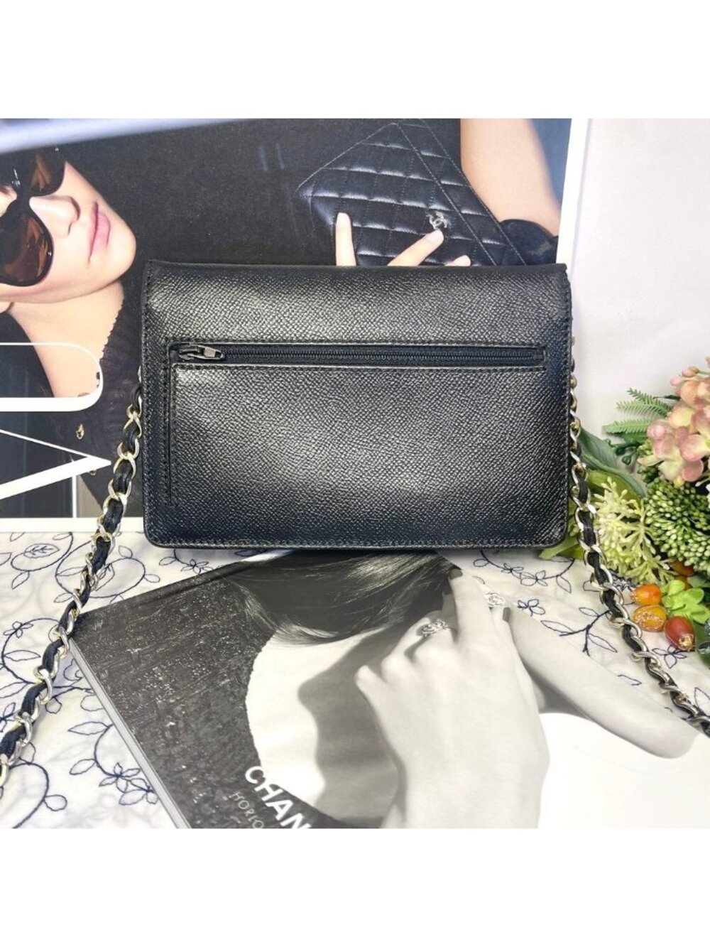 Chanel Chain Wallet Caviar Leather CC Logo - Picture 3 of 15